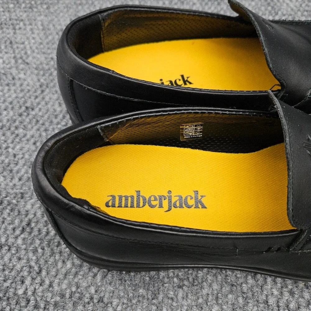 Amberjack (Men's 10) Black Leather The Loafer Slip On Dress Casual Comfort Shoes